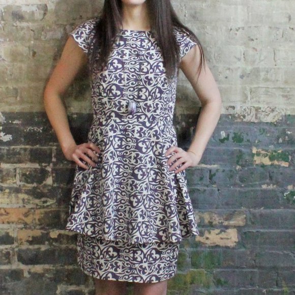 NWOT Mata Traders Fair Trade Purple Peplum Cotton Dress - Picture 1 of 3
